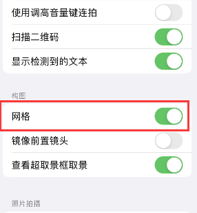 左权苹果手机维修网点分享iPhone如何开启九宫格构图功能 